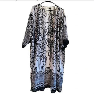 Kimono, Black & White semi-sheer by Symple NYC- Size 3x
